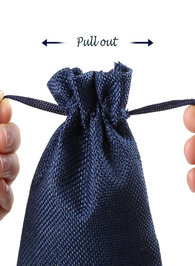 Naler 24pcs 3.9 x 5.5 Inch Burlap Bags with Drawstrings, Linen Gift Bags Jewelry Pouches Sacks for Wedding, Party Favors, DIY Craft, Presents (Navy Blue) - Image 3